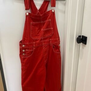 Free People We the Free Ziggy Red Overalls